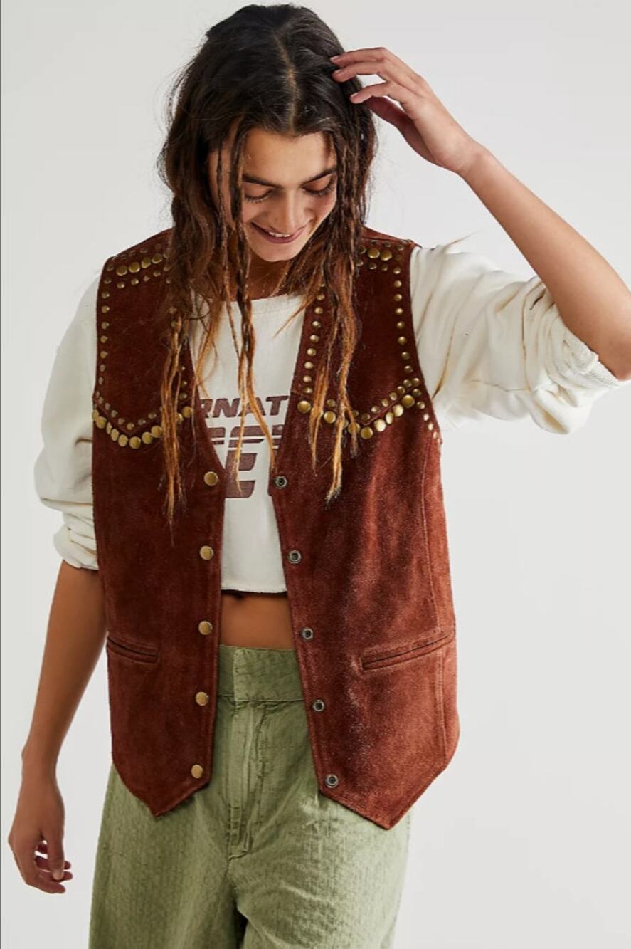 Understated Leather Rachel Waistcoat Vest Studded Western Cowgirl Winter Fall S